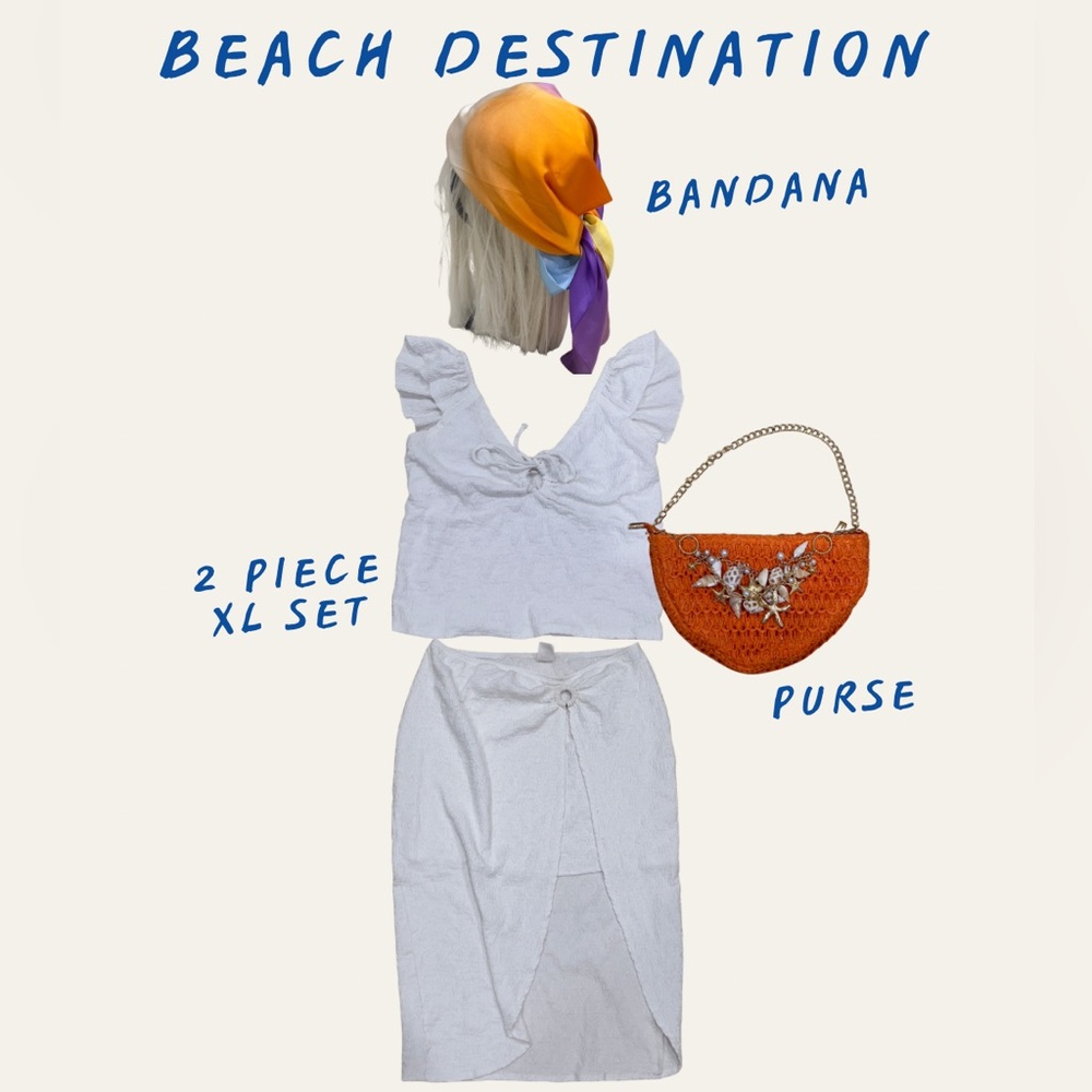 SHEIN White Midi Dress with Orange Accessories